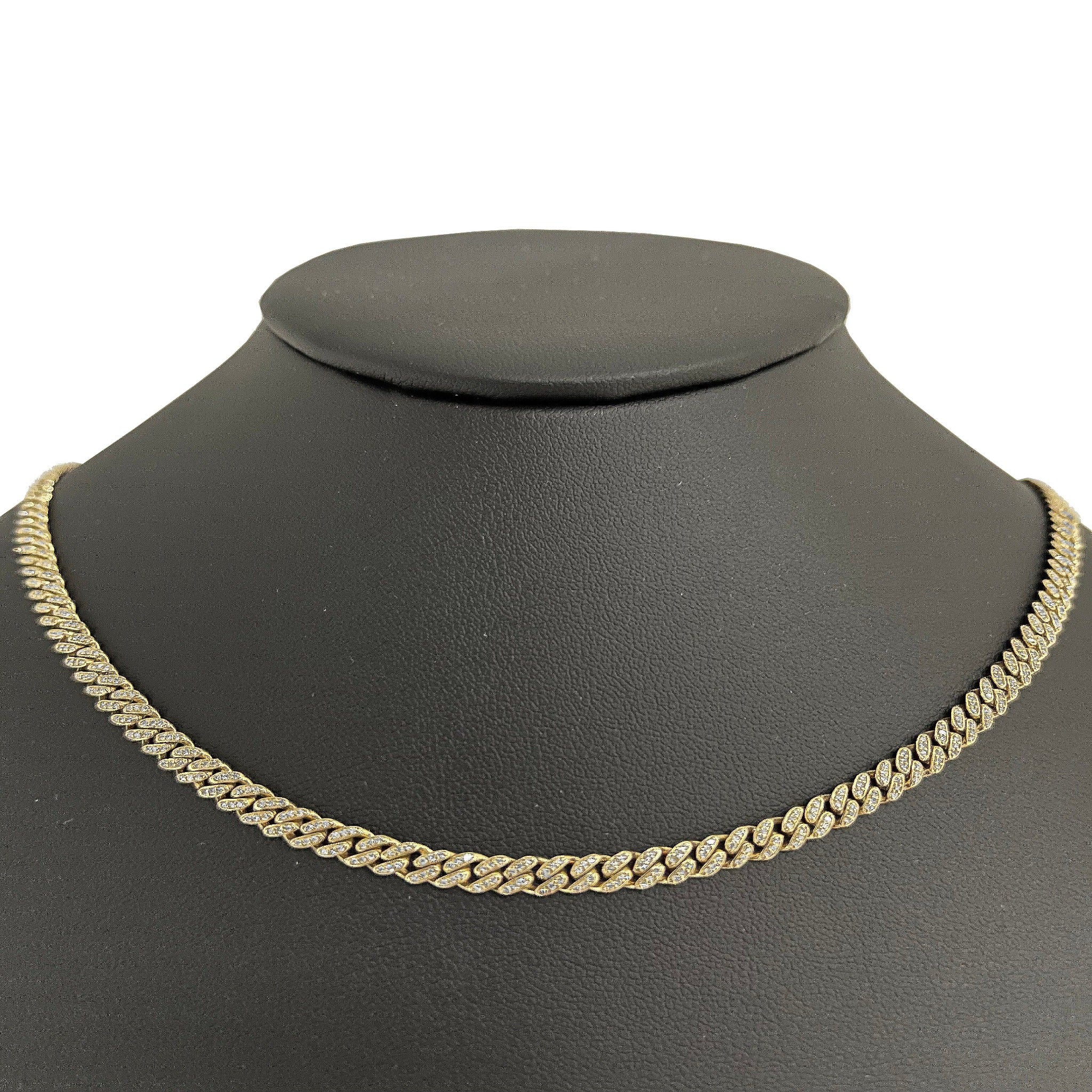 ''SPECIAL! 4mm 1.78ct 14k Yellow Gold DIAMOND Round Cuban Necklace 18''''''