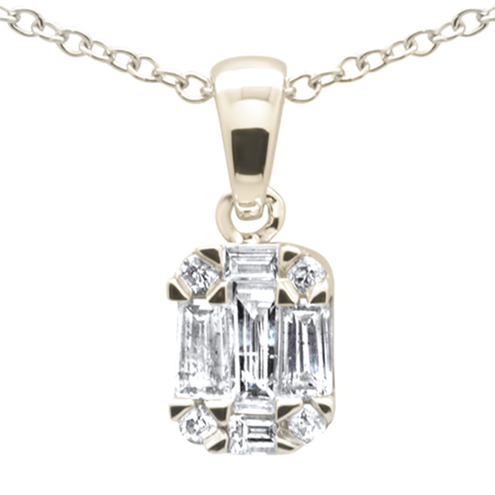 ''SPECIAL! .28ct G SI 14K Yellow Gold Diamond Round & Baguette Pendant NECKLACE 18'''' Long''