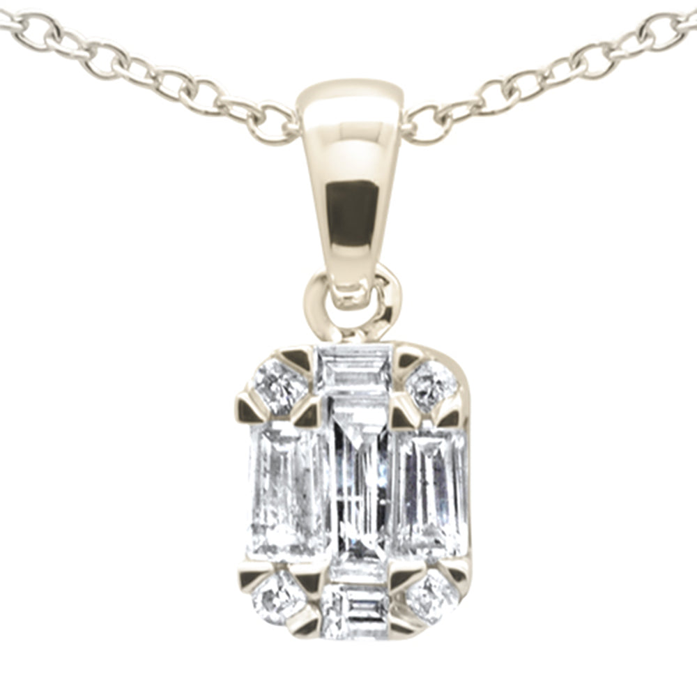 ''SPECIAL! .28ct G SI 14K Yellow GOLD Diamond Round & Baguette Pendant Necklace 18'''' Long''