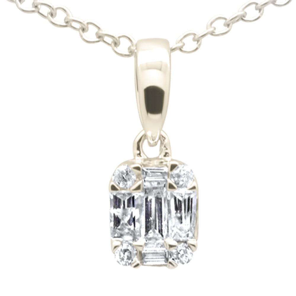 ''SPECIAL! .16ct G SI 14K Yellow GoldDiamond Round & Baguette PENDANT Necklace 18'''' Long''
