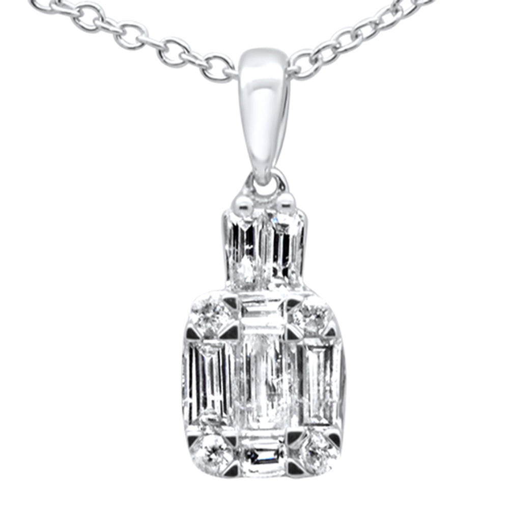 ''SPECIAL! .40ct G SI 14K White Gold Diamond Round & Baguette Diamond Pendant NECKLACE''