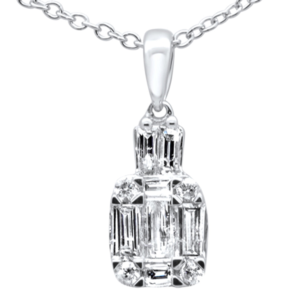 ''SPECIAL! .40ct G SI 14K White GOLD Diamond Round & Baguette Diamond Pendant Necklace''