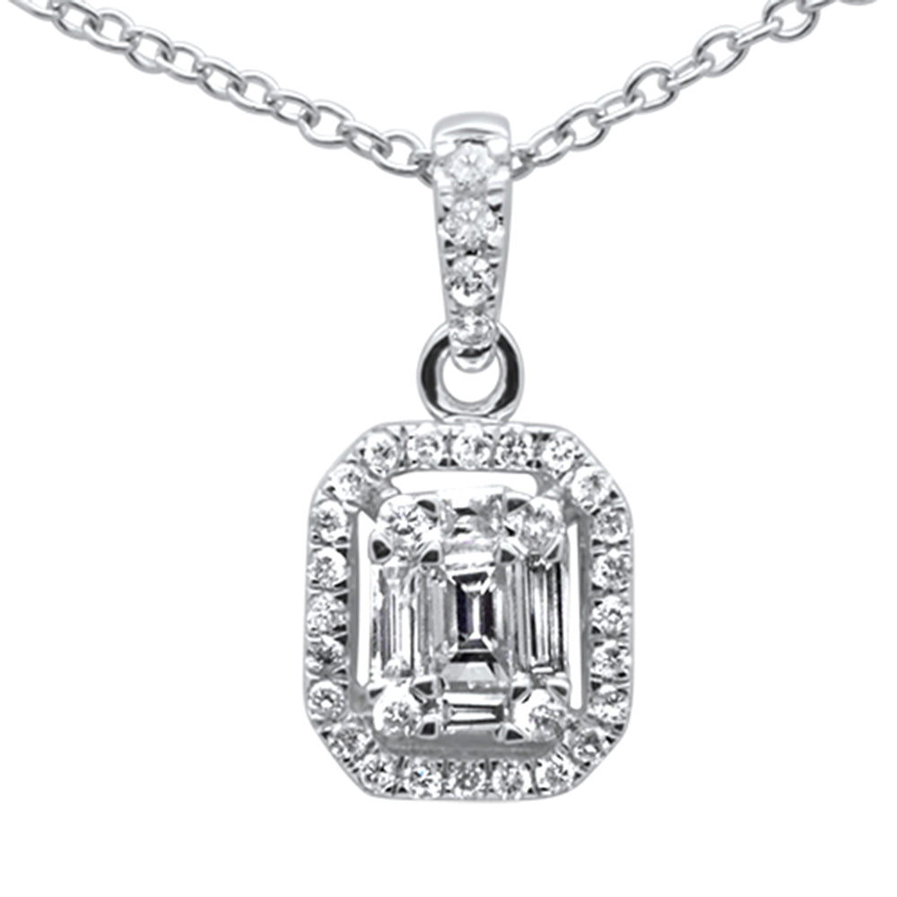 ''SPECIAL! .23ct G SI 14K White Gold Diamond Round & Baguette Diamond Pendant NECKLACE''