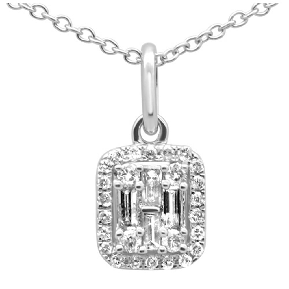 ''SPECIAL! .28ct G SI 14K White GOLD Diamond Round & Baguette Diamond Pendant Necklace''