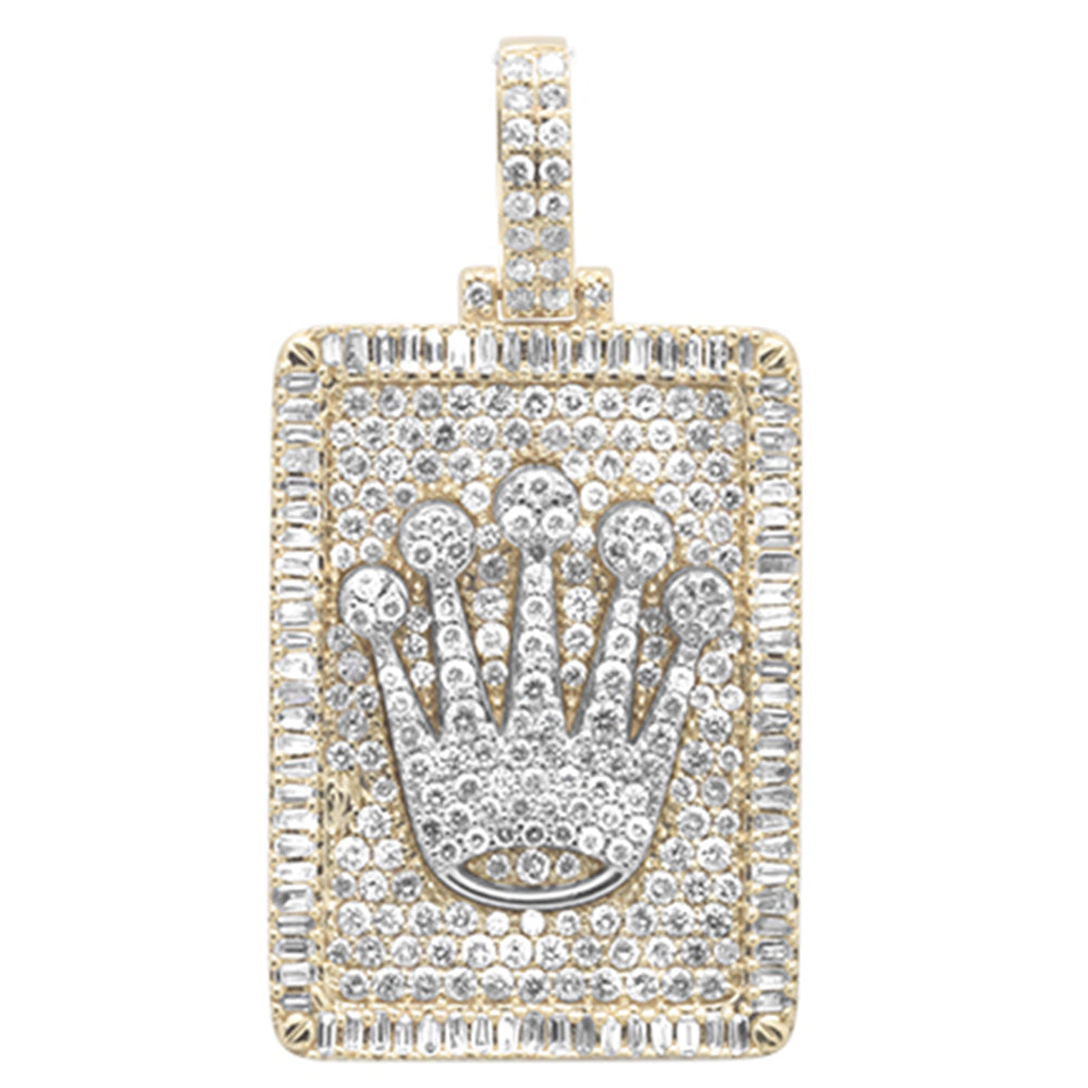 ''SPECIAL! 2.69ct G SI 14K Yellow Gold Round & Baguette Designer Logo Diamond Iced Out CHARM Pendant''