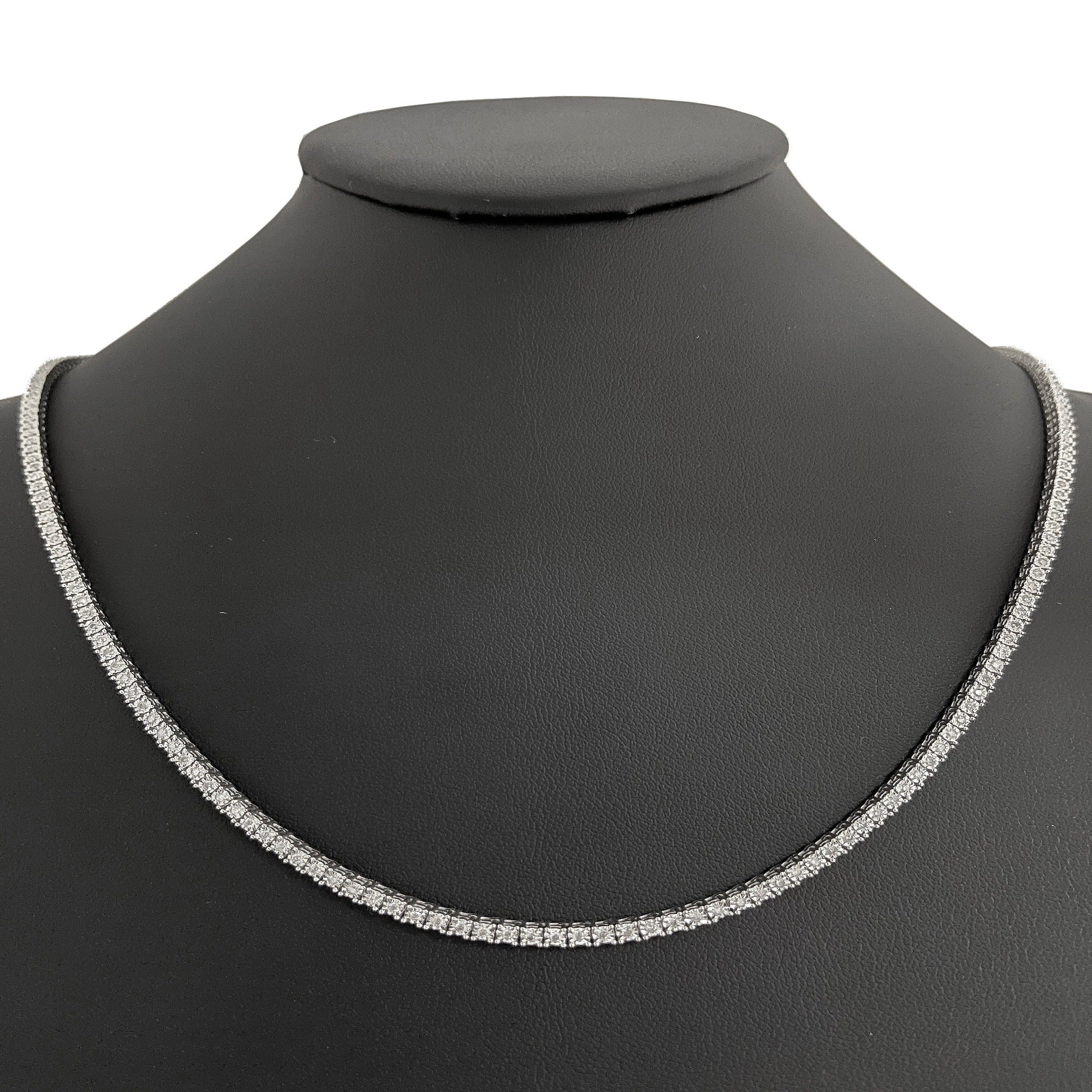 ''SPECIAL! 2.29ct G SI 10K White Gold Diamond Miracle Illusion Tennis NECKLACE 22'''' Long''