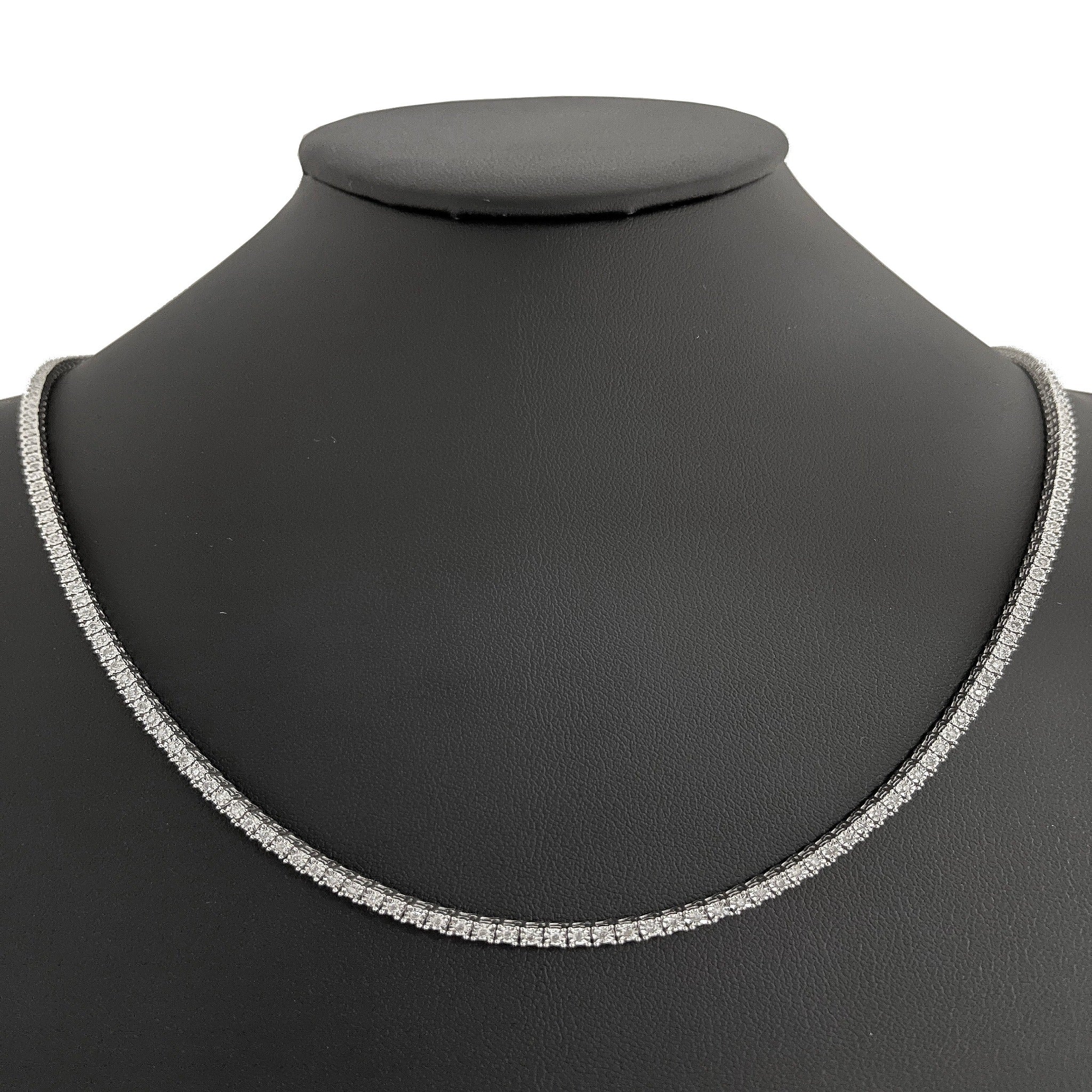 ''SPECIAL! 2.29ct G SI 10K White GOLD Diamond Miracle Illusion Tennis Necklace 22'''' Long''