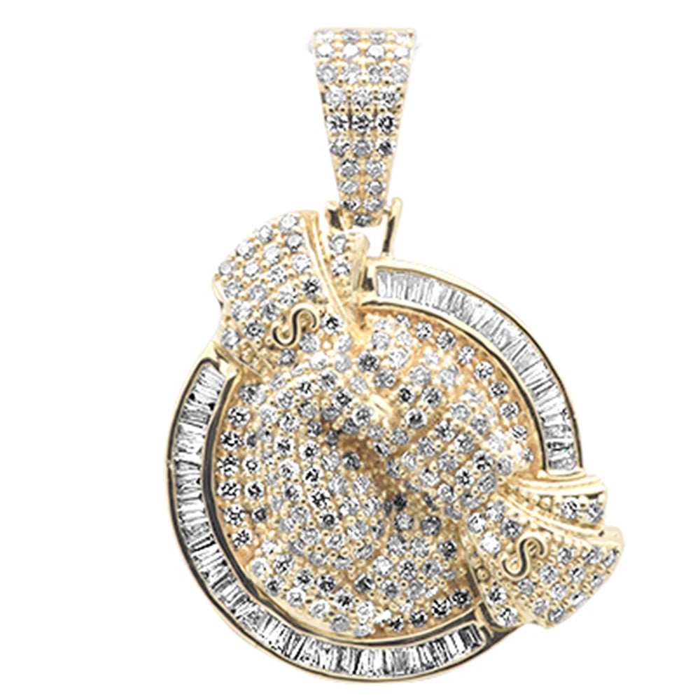 ''SPECIAL!1.88ct G SI 14K Yellow Gold Round & Baguette DIAMOND Hip Hop Pendant''