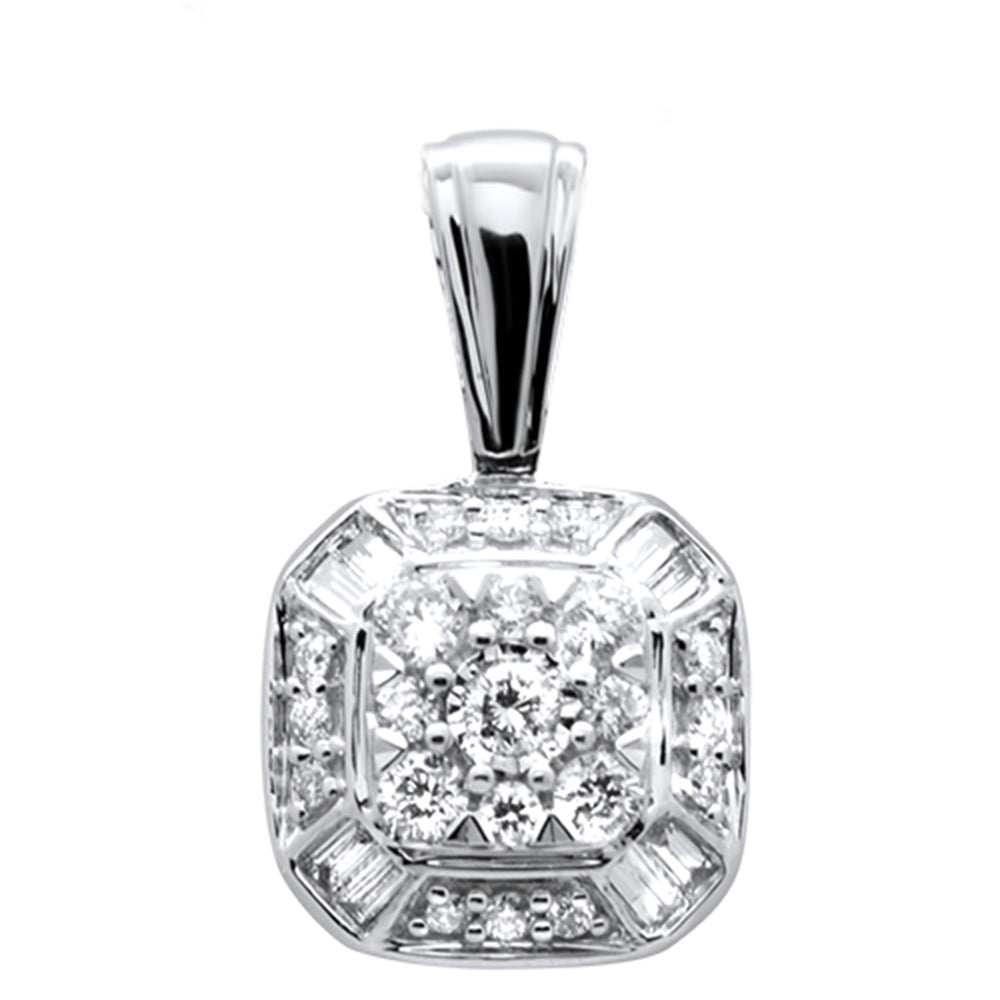 ''SPECIAL! .25ct G SI 14K White GOLD Round & Baguette Diamond Pendant''
