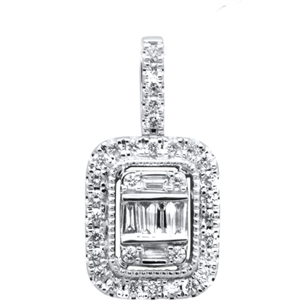 ''SPECIAL!.30ct G SI 14K White GOLD Round & Baguette Diamond Pendant''