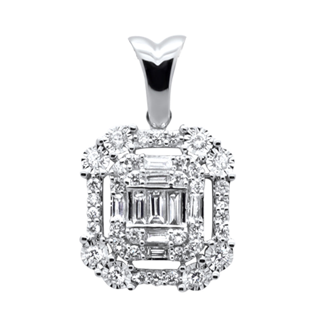''SPECIAL! .33ct G SI 14K White GOLD Round & Baguette Diamond Pendant''
