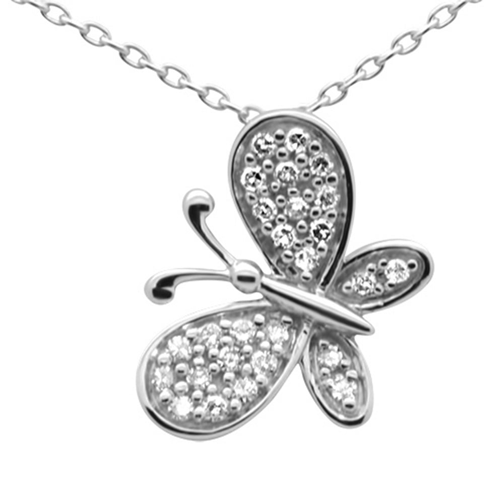 ''SPECIAL! .13ct G SI 14K White GOLD Diamond Butterfly Pendant Necklace''