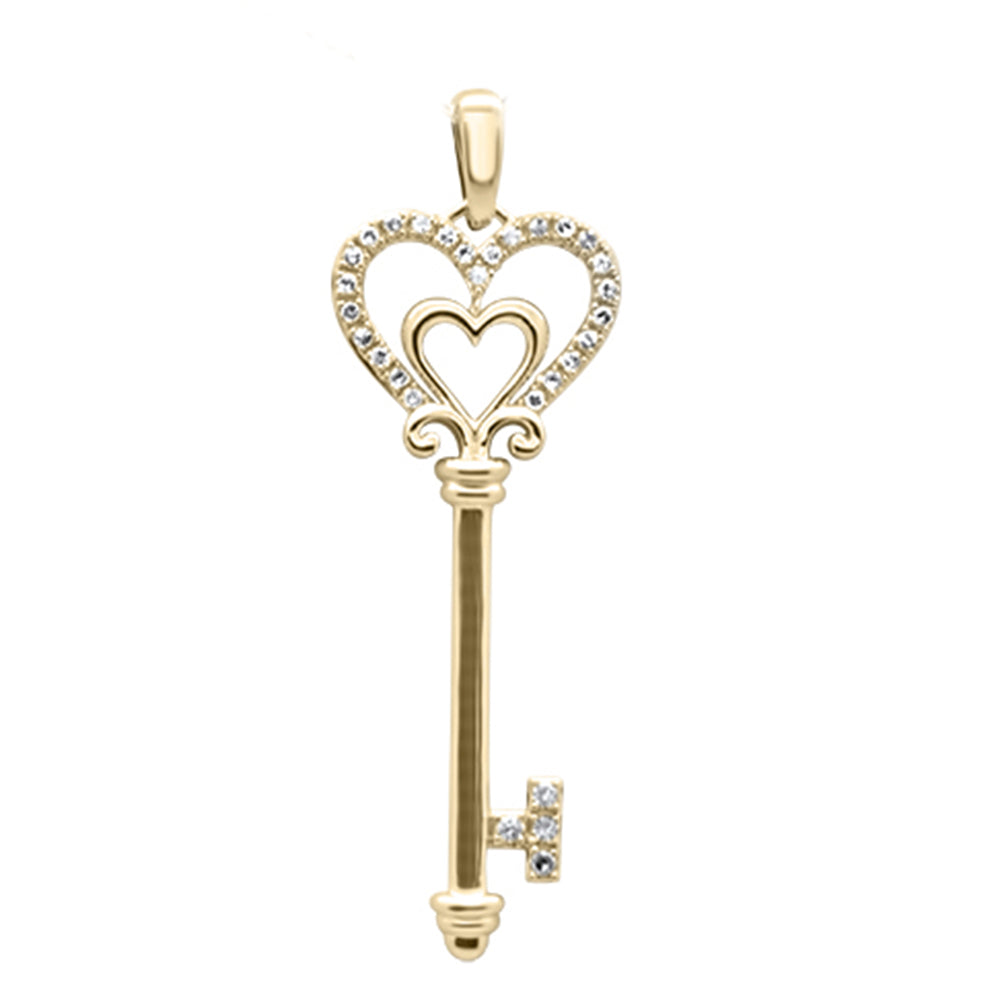 ''SPECIAL!.13ct G SI 14K Yellow Gold Diamond Heart Key PENDANT''
