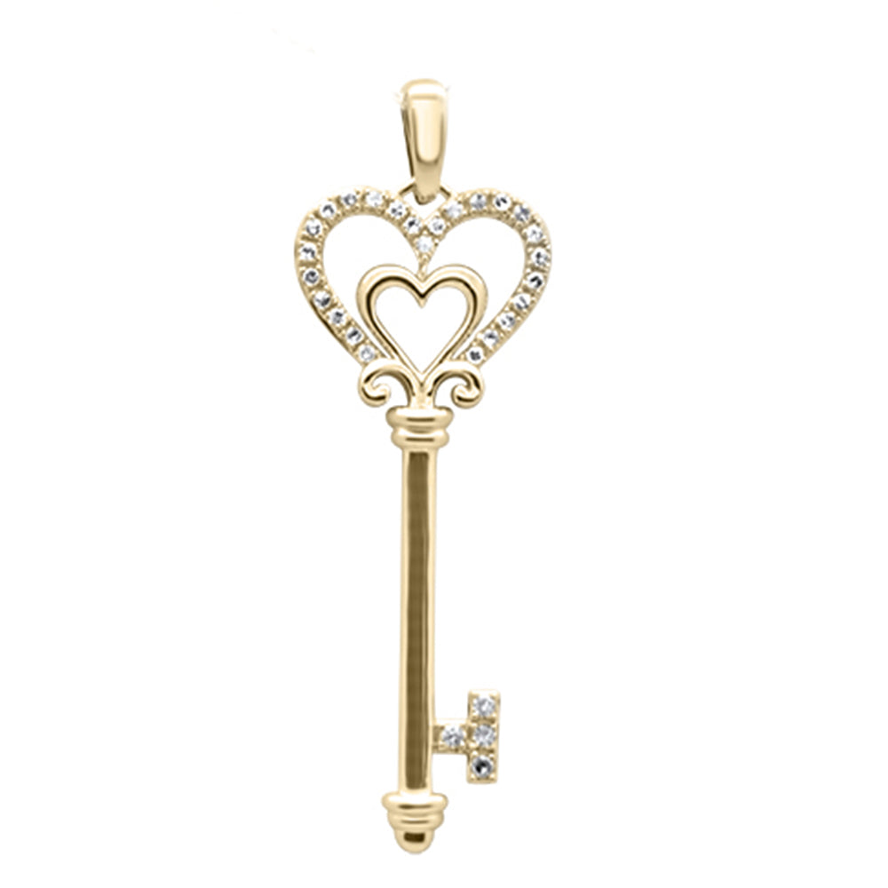 ''SPECIAL!.13ct G SI 14K Yellow Gold DIAMOND Heart Key Pendant''