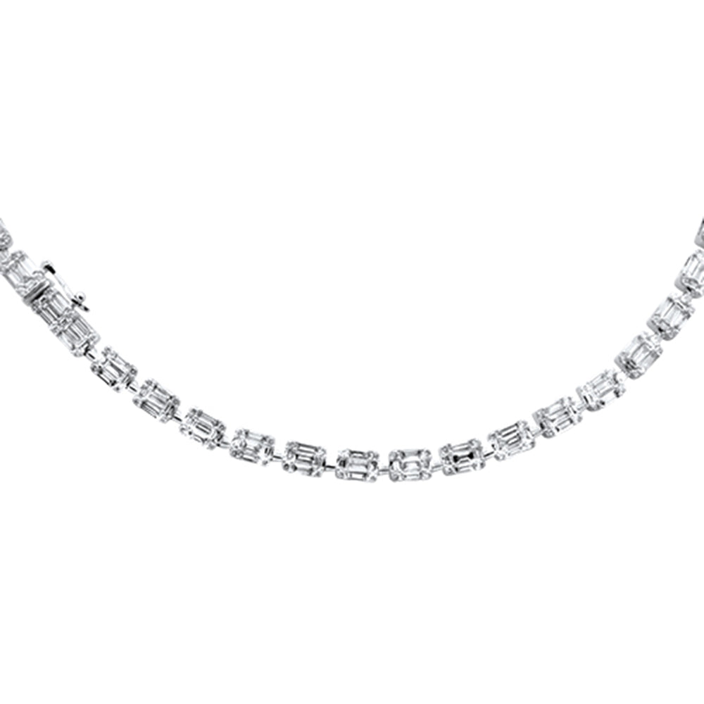 ''SPECIAL! 7.56ct G SI 14K White Gold Round & Baguette DIAMOND Emerald Shape Tennis Necklace 16''''''