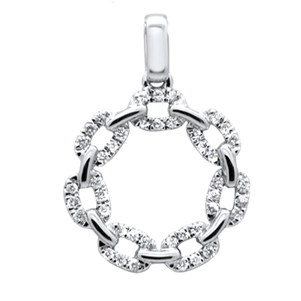 ''SPECIAL! .18ct G SI 14K White Gold Round & Baguette Diamond Cuban Link Circle Charm PENDANT''