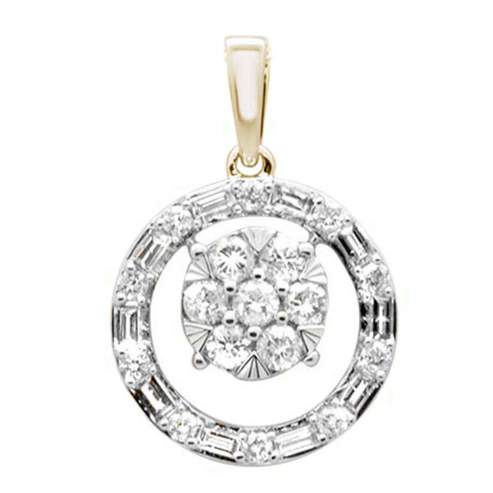 ''SPECIAL! .63ct G SI 14K Yellow Gold Round & Baguette Circle Diamond Charm PENDANT''