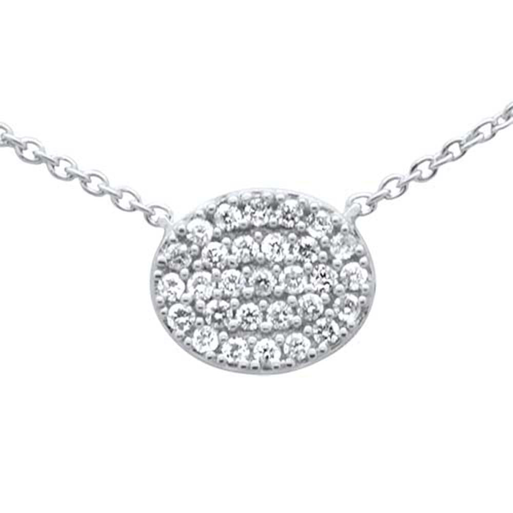 ''SPECIAL! .26ct G SI 14K White Gold Oval Shaped Pendant Pave DIAMOND Necklace 16''''''