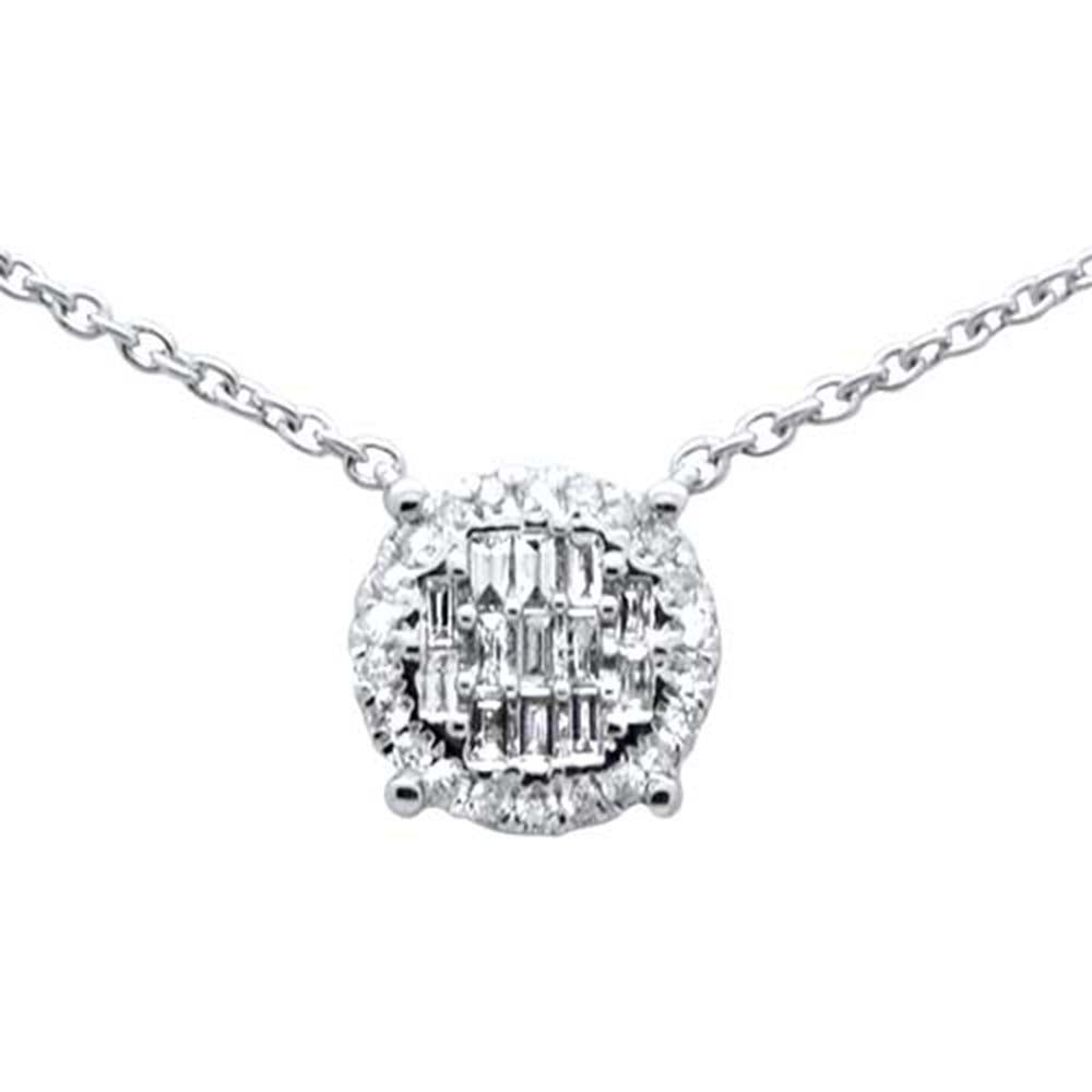 ''SPECIAL! .23ct G SI 14K White Gold Round & Baguette Diamond PENDANT Necklace 16''''''