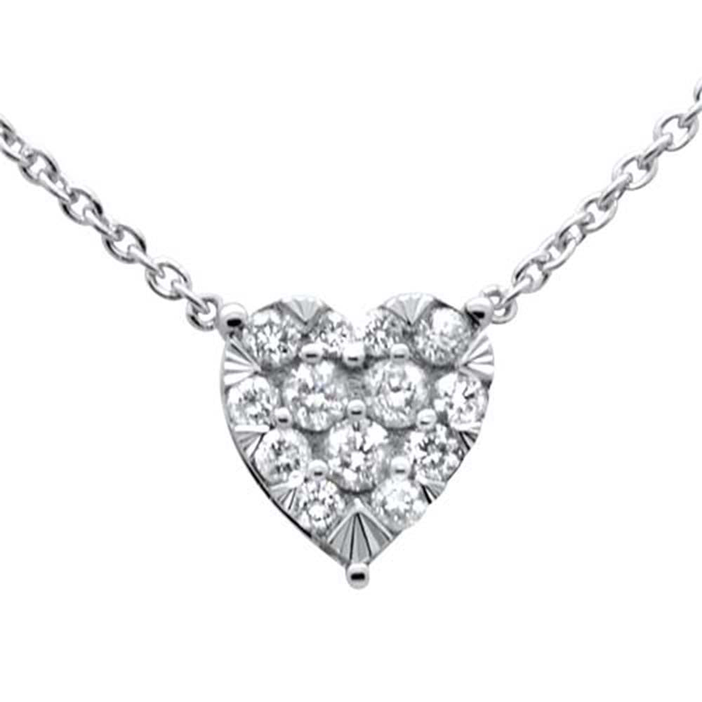''SPECIAL! .34ct G SI 14K White Gold Heart Shaped PENDANT Necklace 16''''+2'''' ext chain''