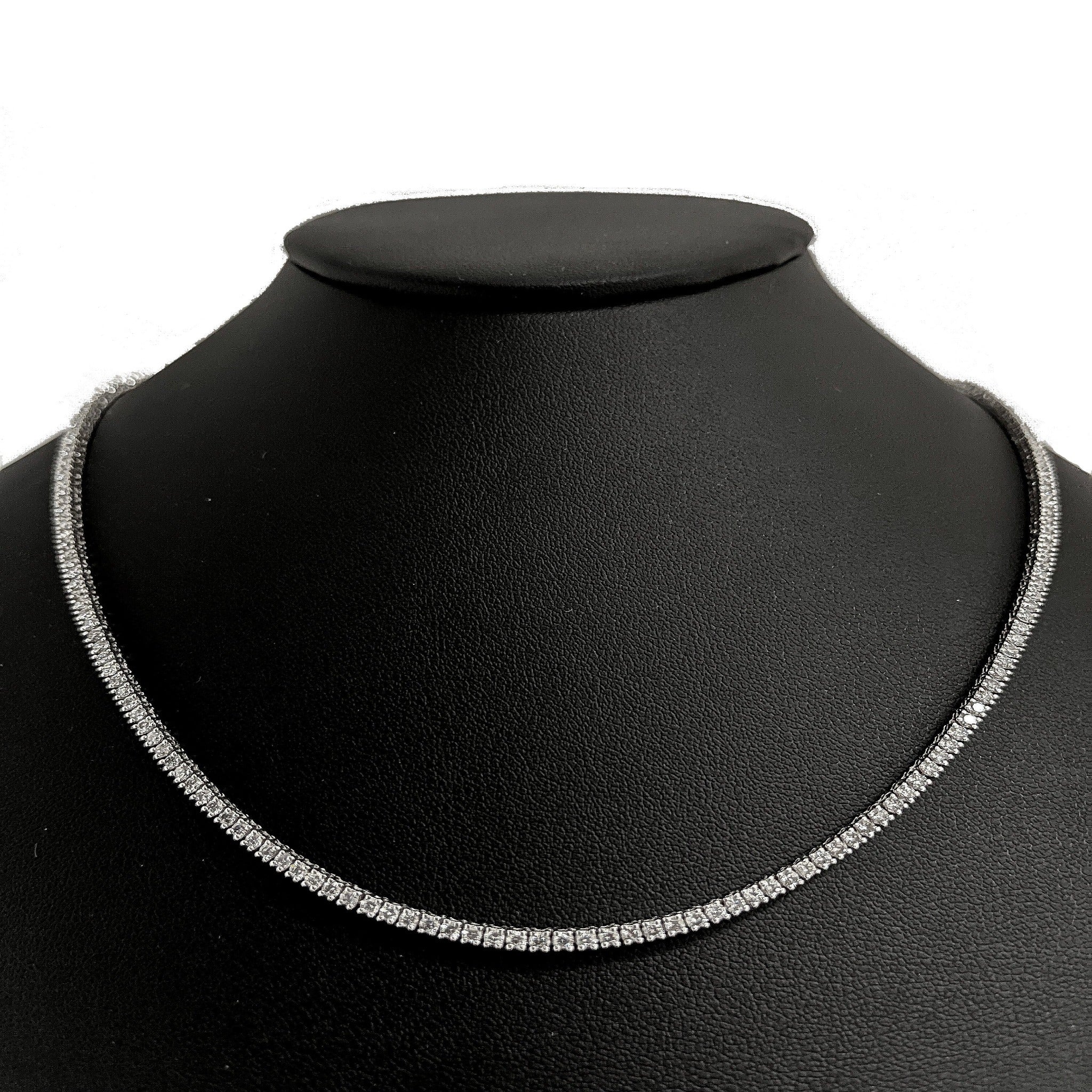 ''SPECIAL! 4.32ct G SI 14K White Gold Diamond Tennis NECKLACE 16'''' Long''