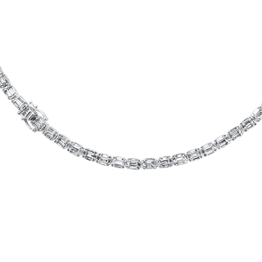 ''SPECIAL! 10.43ct G SI 14K White Gold Emerald Cut Diamond Tennis NECKLACE 18'''' Long''