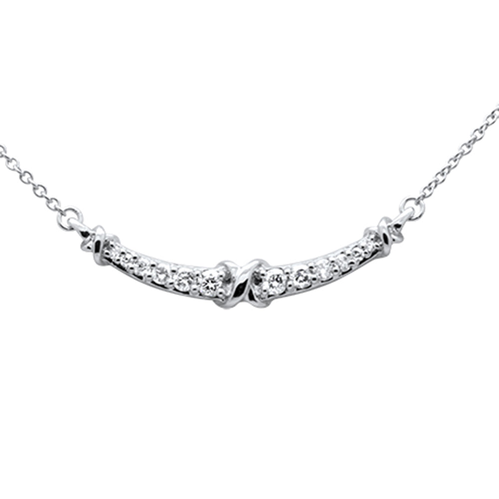 ''SPECIAL! .21ct G SI 14K White Gold Curve Diamond PENDANT Necklace 18''''''