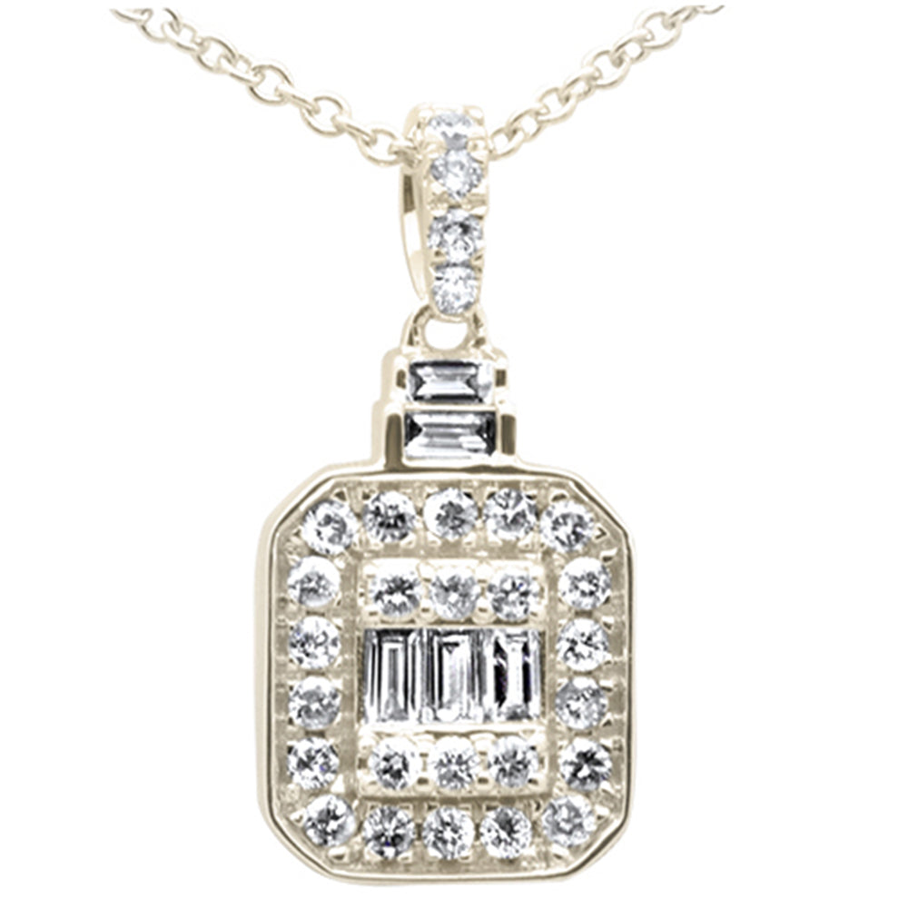 ''SPECIAL! .35ct G SI 14K Yellow GOLD Round & Baguette Diamond Pendant Necklace 18''''''