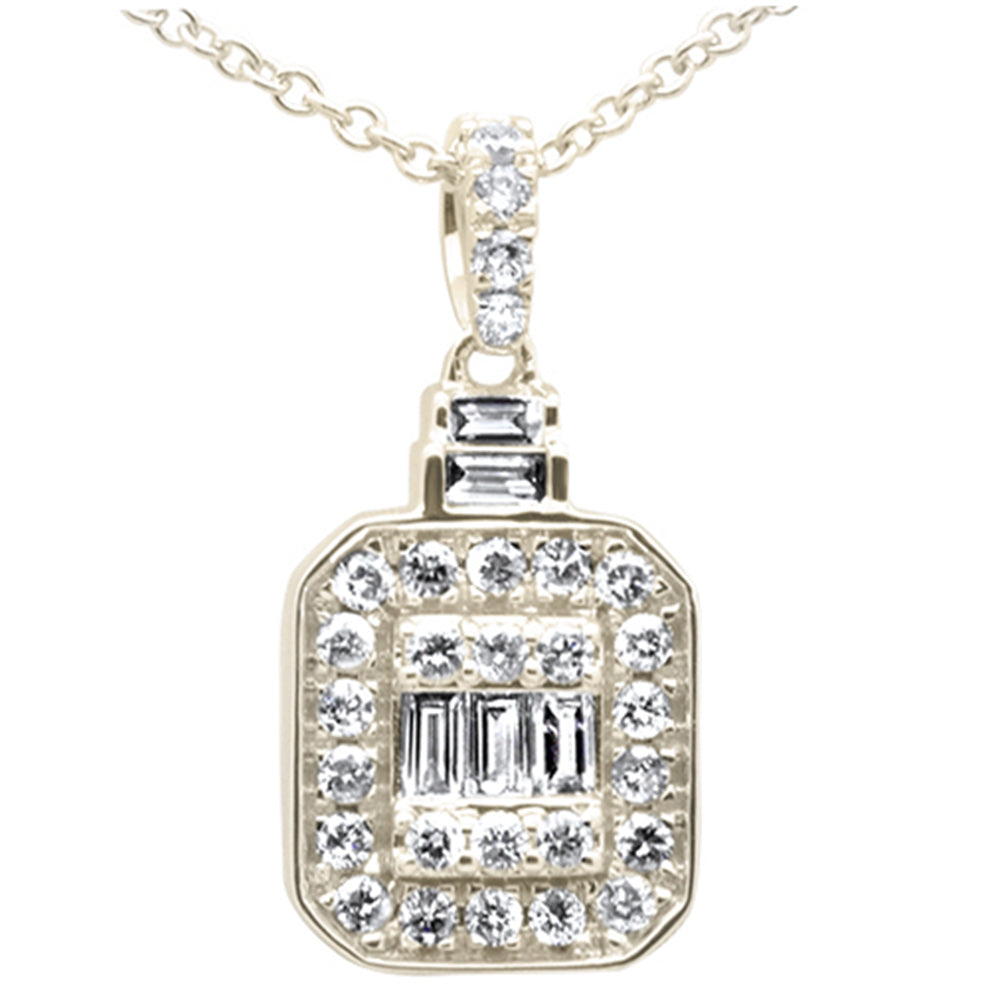 ''SPECIAL! .35ct G SI 14K Yellow Gold Round & Baguette Diamond PENDANT Necklace 18''''''