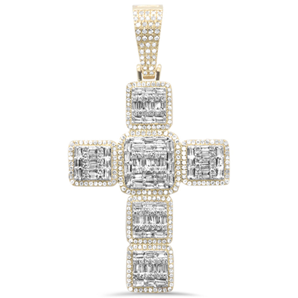 ''SPECIAL! 1.14ct G SI 10K Yellow Gold Round & Baguette DIAMOND Cross Pendant''