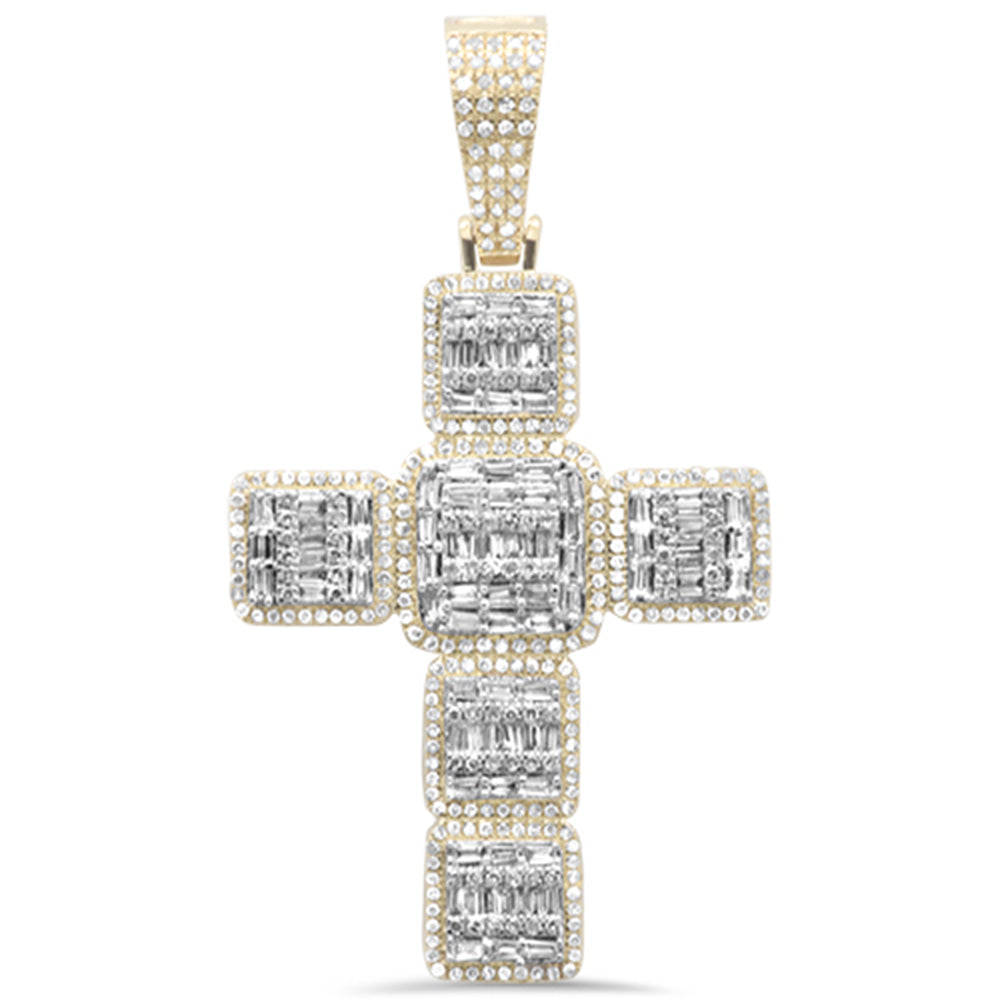 ''SPECIAL! 1.14ct G SI 10K Yellow GOLD Round & Baguette Diamond Cross Pendant''
