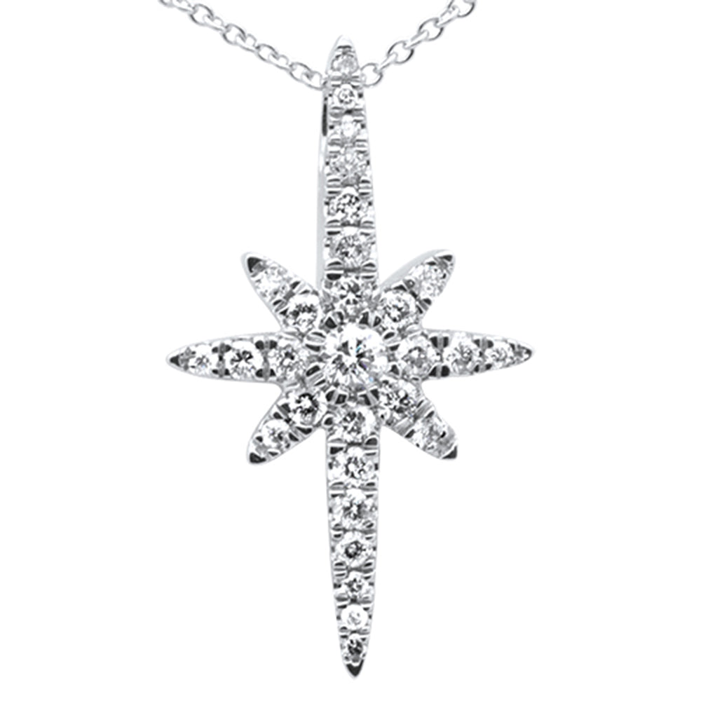 ''SPECIAL!  .42ct G SI 14K White GOLD Diamond Starburst Charm Pendant Necklace 18''''''