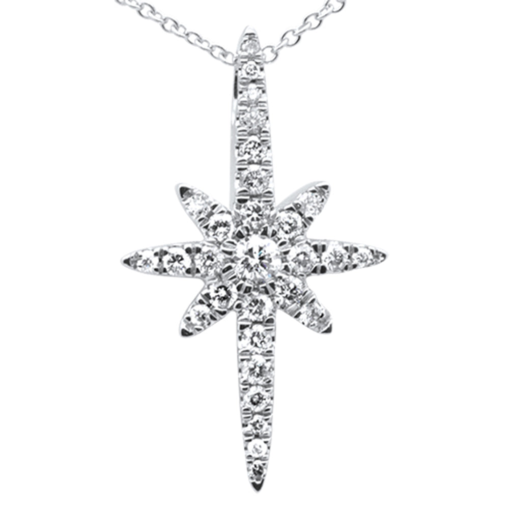 ''SPECIAL!  .42ct G SI 14K White Gold DIAMOND Starburst Charm Pendant Necklace 18''''''