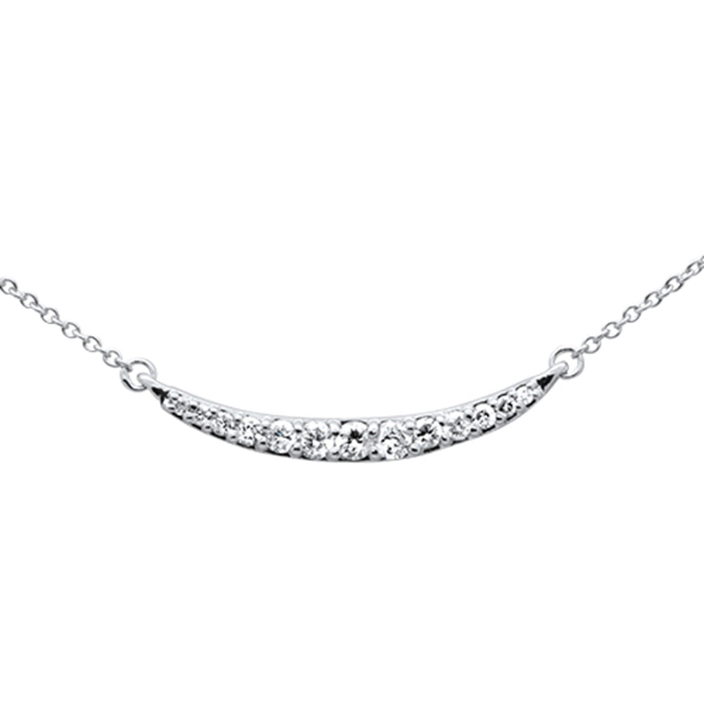 ''SPECIAL! .26ct G SI 14K White GOLD Curve Bar Round Diamond Pendant Necklace 18'''' Long''