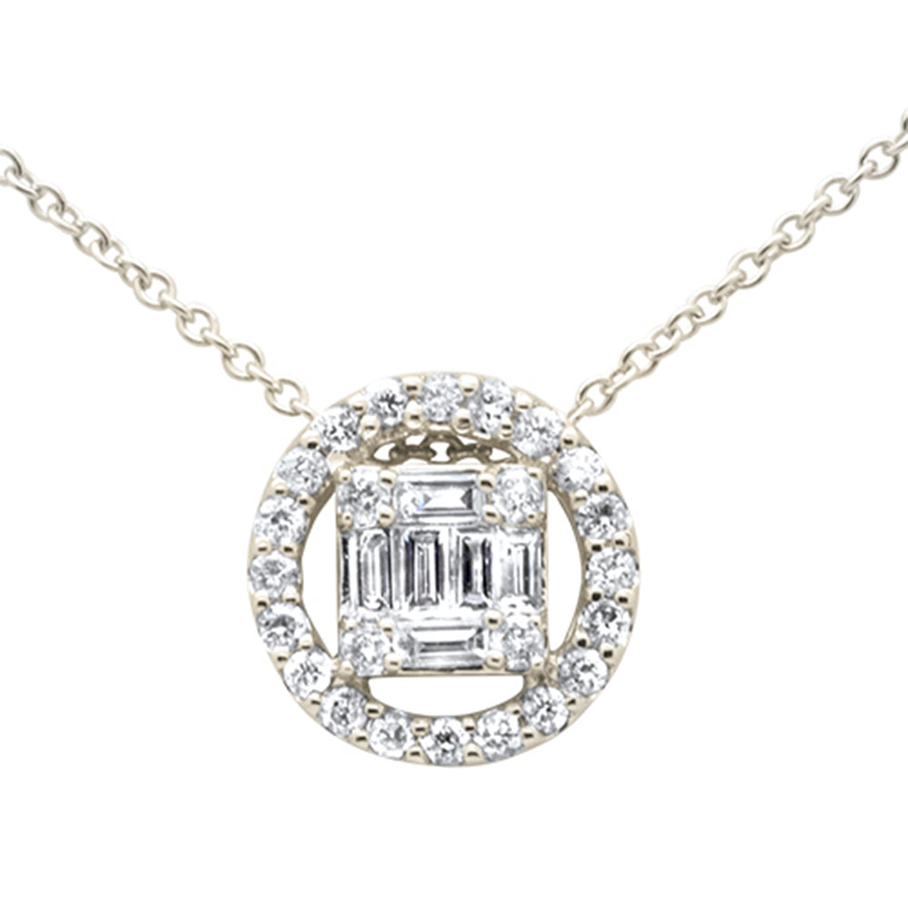 ''SPECIAL!  .34ct G SI 14K Yellow Gold Round & Baguette Diamond Pendant NECKLACE 18''''''