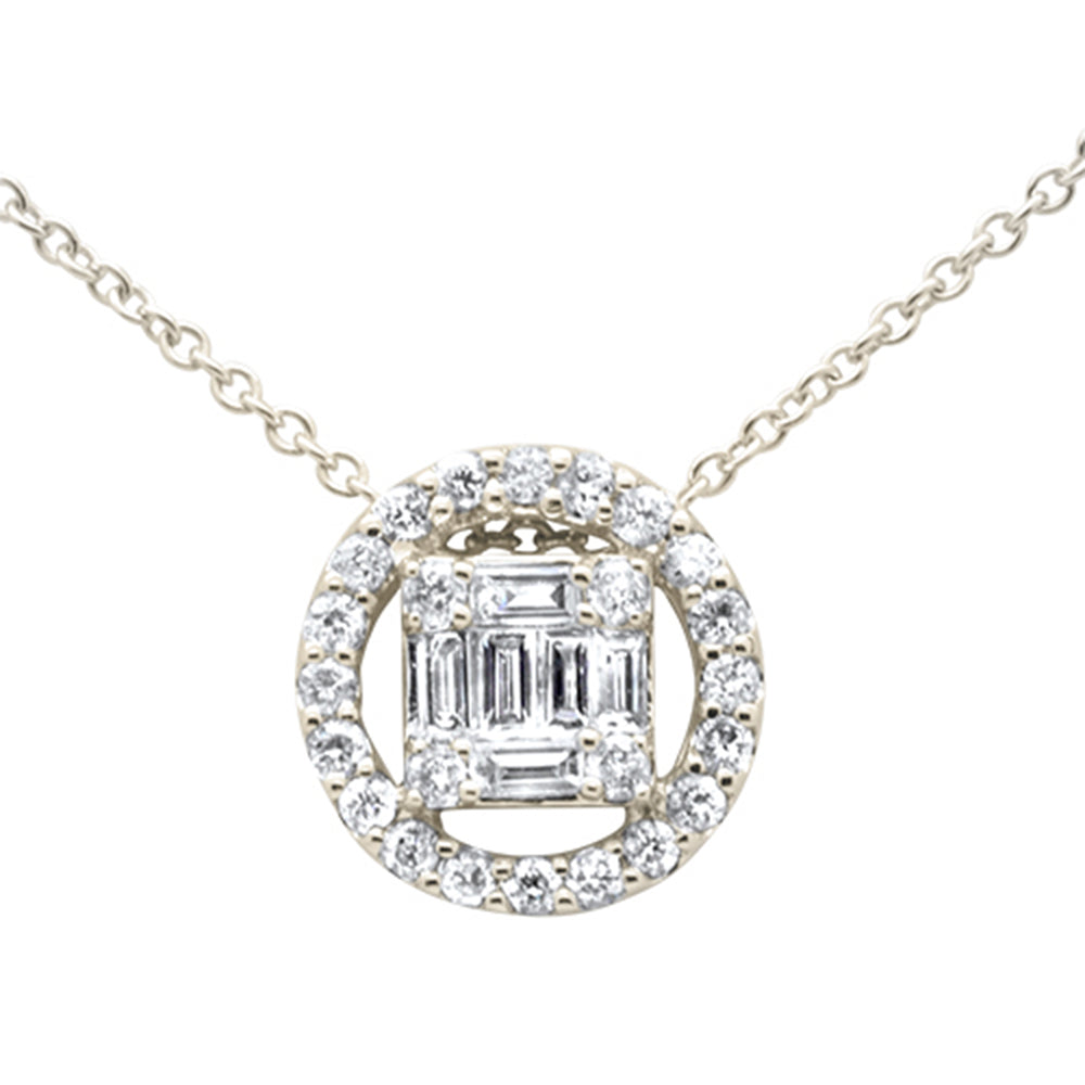 ''SPECIAL!  .34ct G SI 14K Yellow Gold Round & Baguette DIAMOND Pendant Necklace 18''''''