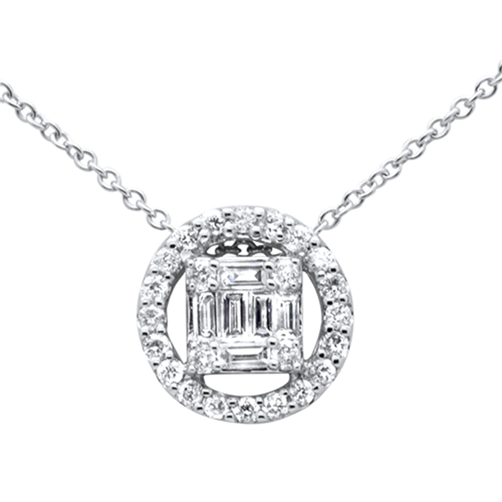 ''SPECIAL! .34ct G SI 14K White Gold Round & Baguette Diamond PENDANT Necklace 18''''''