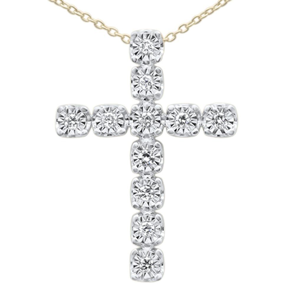 ''SPECIAL! .25ct G SI 10K Yellow Gold Diamond Cross NECKLACE Pendant''