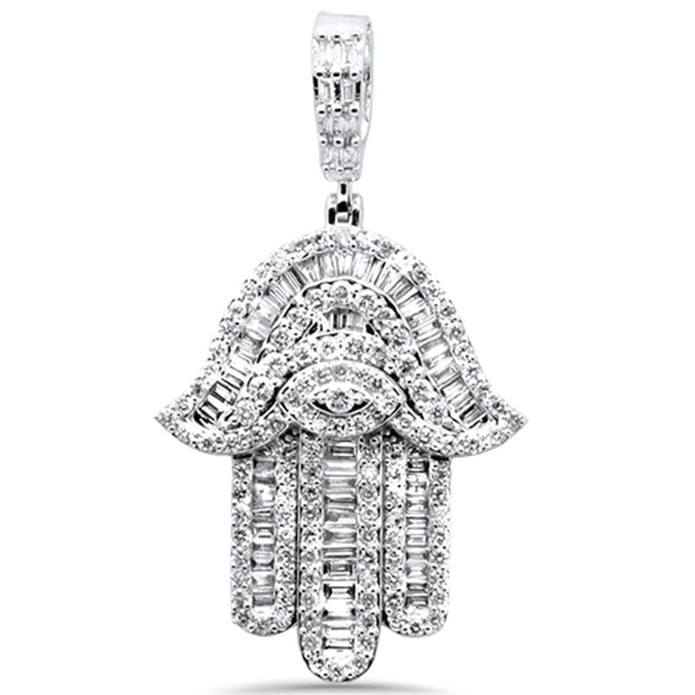 ''SPECIAL! 1.77ct G SI 14K White Gold Round & Baguette Diamond Hamsa PENDANT''