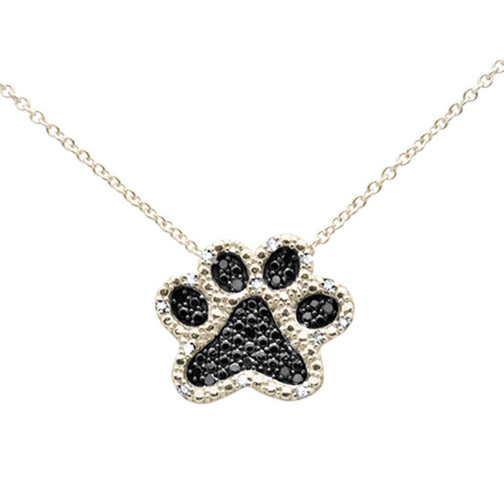 ''SPECIAL! .10ct G SI 14K Yellow Gold Diamond DOG Paw Pendant Necklace 18''''''