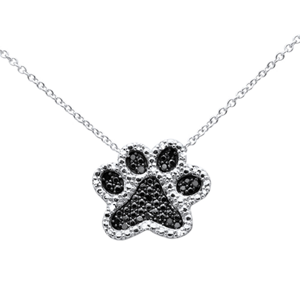 ''SPECIAL! .10ct G SI 14K White Gold  Diamond Dog Paw PENDANT Necklace 18''''''