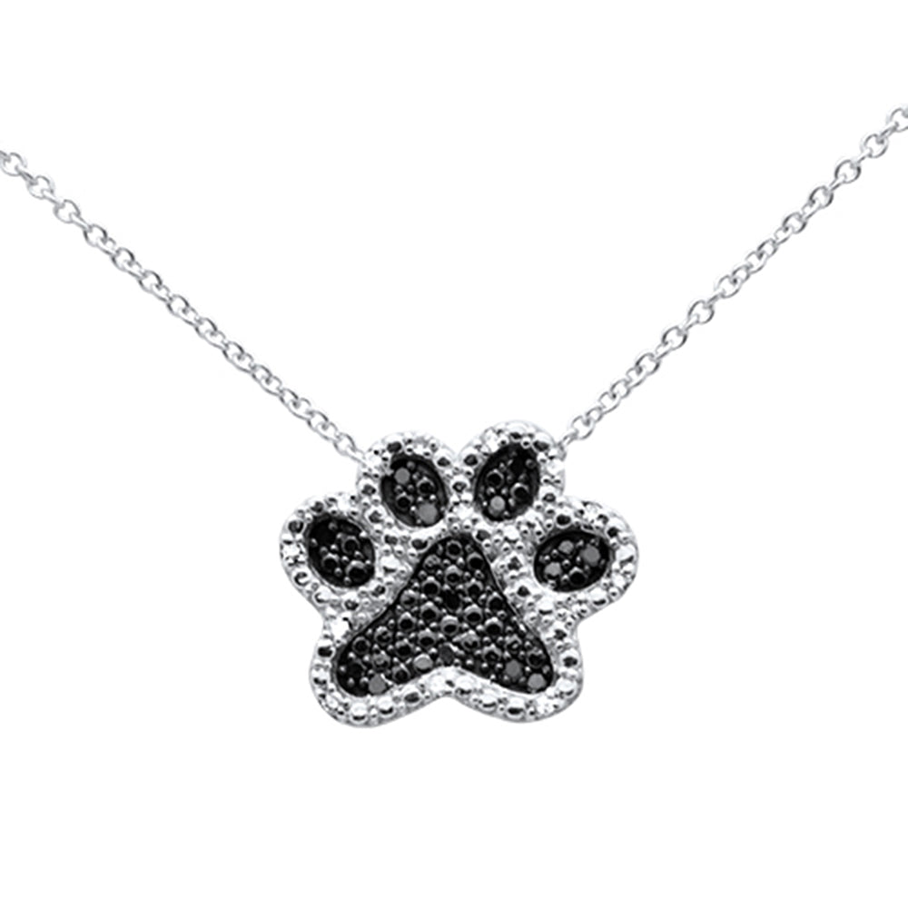 ''SPECIAL! .10ct G SI 14K White GOLD  Diamond Dog Paw Pendant Necklace 18''''''