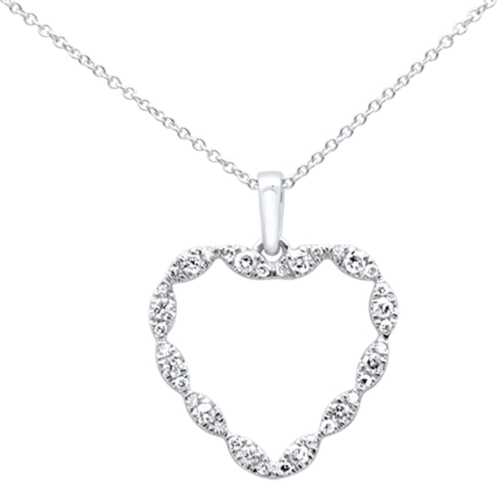 ''SPECIAL! .35ct G SI 14K White Gold Diamond Heart Shaped NECKLACE Pendant 18''''''