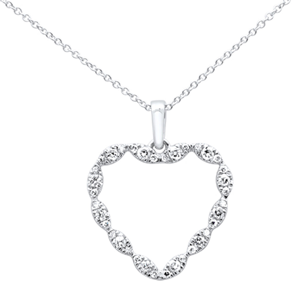 ''SPECIAL! .35ct G SI 14K White Gold Diamond Heart Shaped Necklace PENDANT 18''''''
