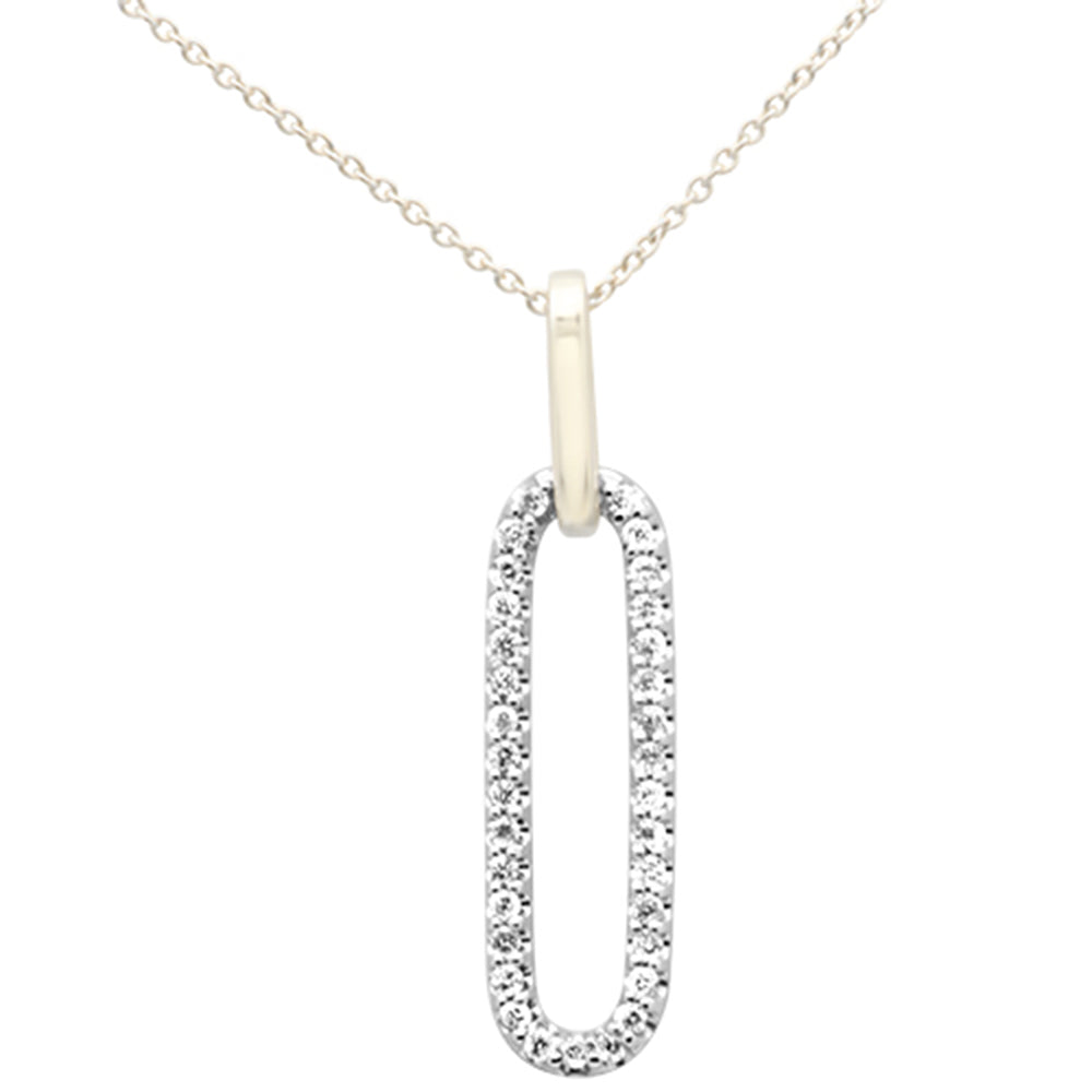 ''SPECIAL! .25ct G SI 14K Two Tone GOLD Diamond Paper Clip Pendant Necklace 18''''''