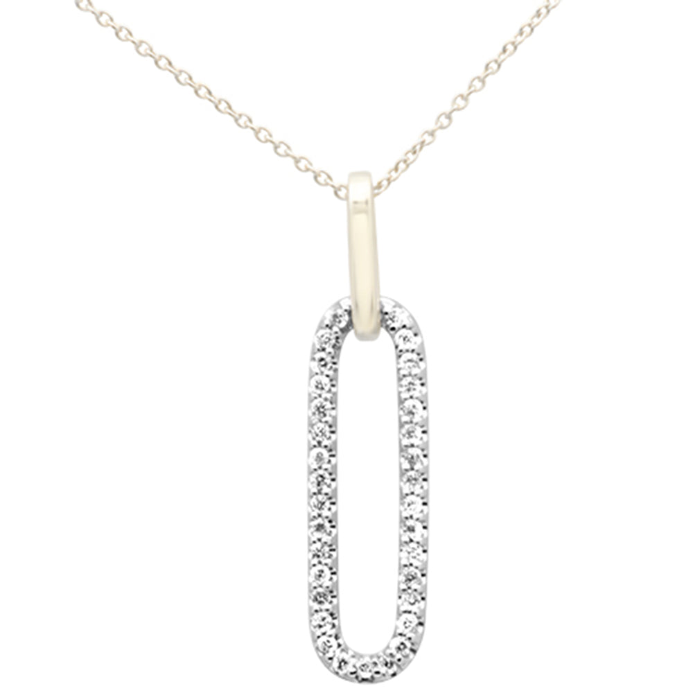 ''SPECIAL! .25ct G SI 14K Two Tone Gold Diamond Paper Clip PENDANT Necklace 18''''''