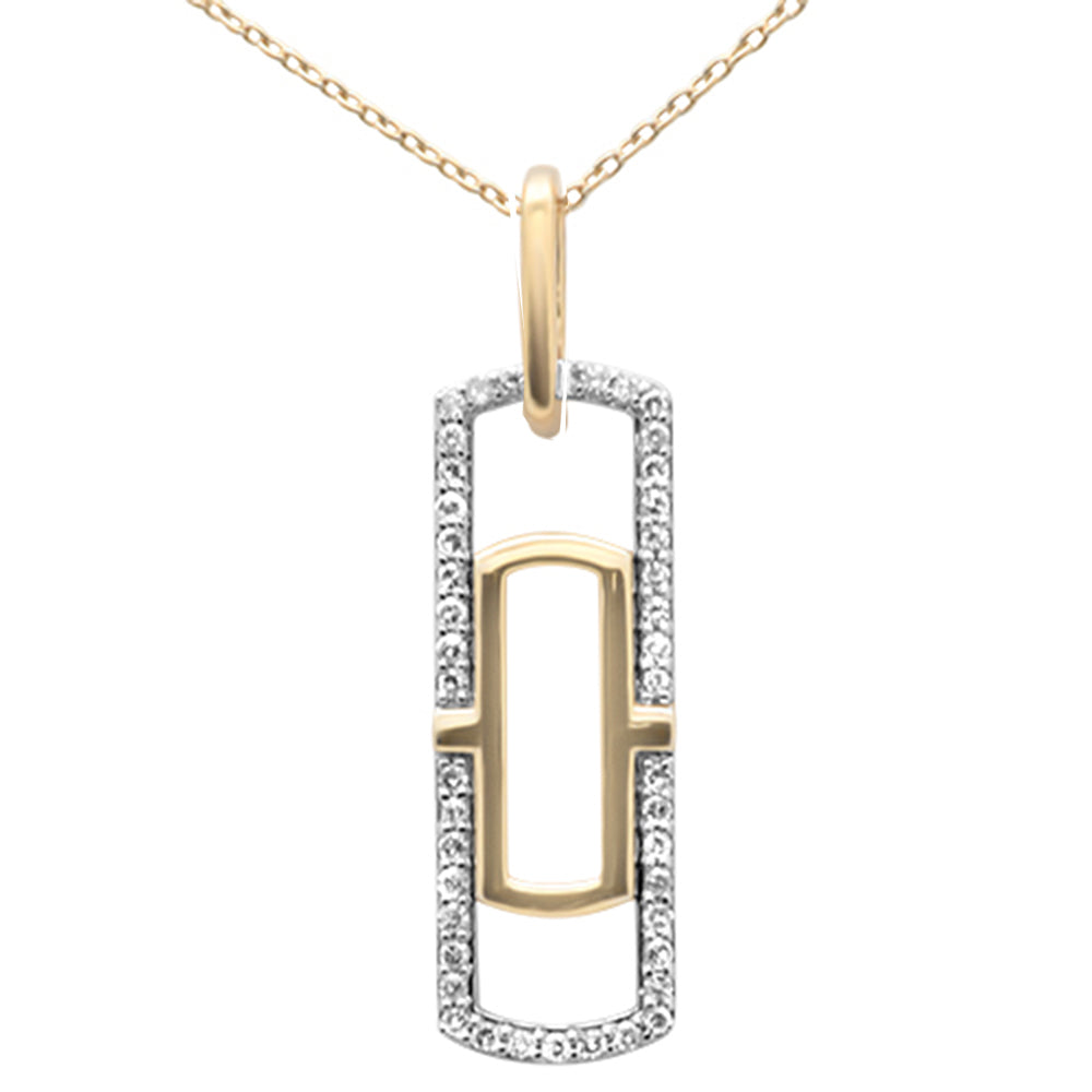 ''SPECIAL! .19ct G SI 14K Yellow Gold Diamond Paperclip Pendant NECKLACE 18'''' Long''