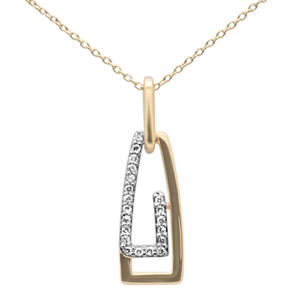 ''SPECIAL! .09ct G SI 14K Yellow Gold DIAMOND Paperclip Style Pendant Necklace 18'''' Long''