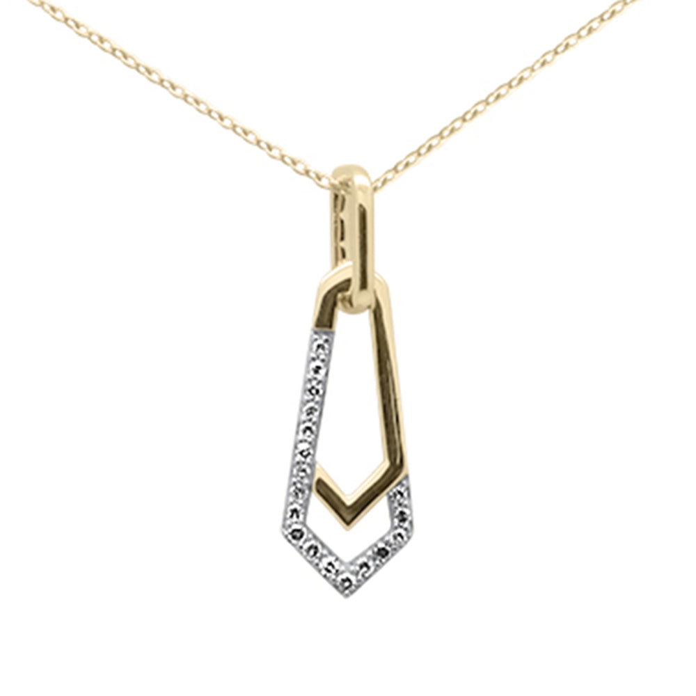 ''.10ct G SI 14K Yellow Gold Diamond Paperclip Style Pendant NECKLACE 18'''' Long''