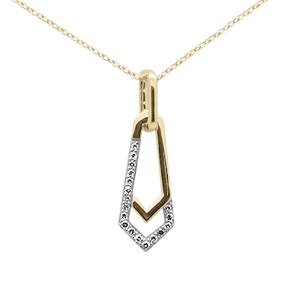 ''.10ct G SI 14K Yellow GOLD Diamond Paperclip Style Pendant Necklace 18'''' Long''